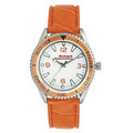 Unisex Liberty Watch W/ Orange Matte Finish Crocodile Grain Strap